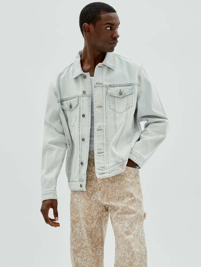 GUESS Originals Kit Denim Jacket Go Crest Lt Wash Men Jackets and Coats GUESS GUESS Originals Kit Denim Jacket Go Crest Lt Wash Men Jackets and Coats GUESS