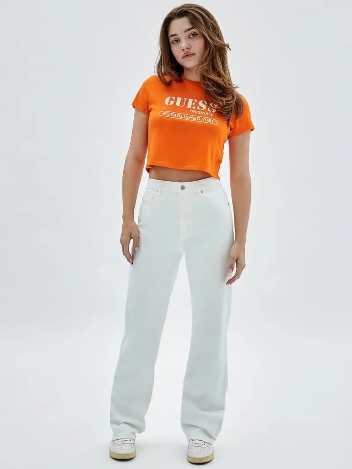 GUESS Originals Kit Mom Jeans Go Ecru Wash Women Bottoms GUESS GUESS Originals Kit Mom Jeans Go Ecru Wash Women Bottoms GUESS