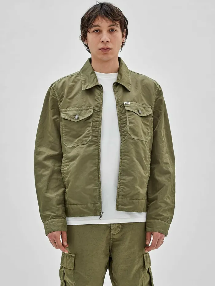 GUESS Originals Nylon Cadet Jacket Go Washed Green Nylon Jackets and Coats GUESS Men GUESS Originals Nylon Cadet Jacket Go Washed Green Nylon Jackets and Coats GUESS Men