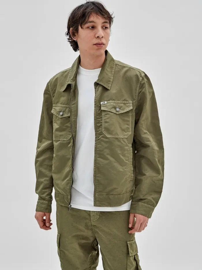 GUESS Originals Nylon Cadet Jacket Go Washed Green Nylon Jackets and Coats GUESS Men