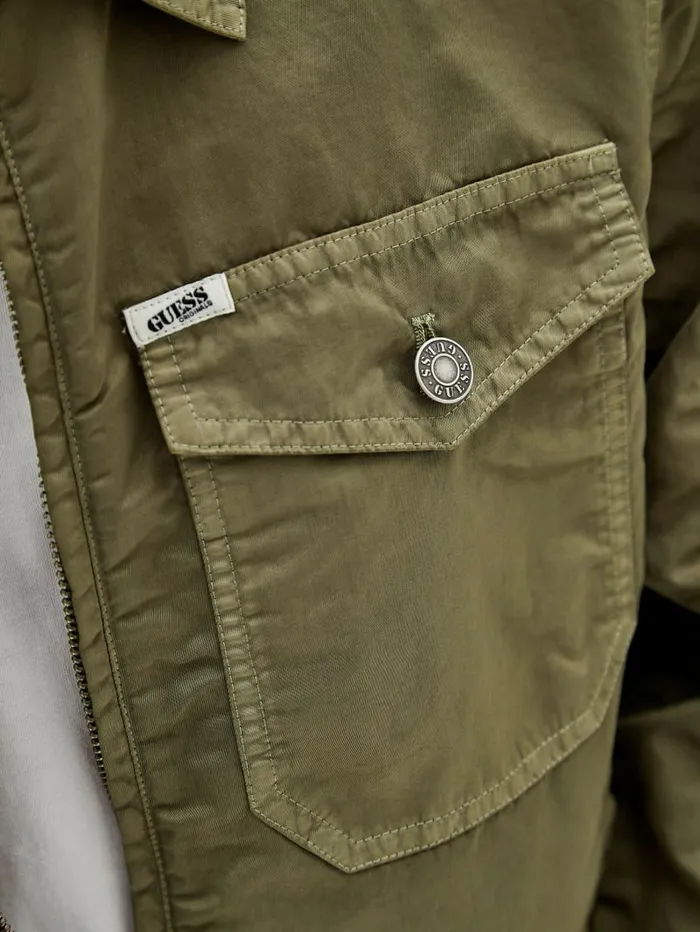 GUESS Originals Nylon Cadet Jacket Go Washed Green Nylon Jackets and Coats GUESS Men