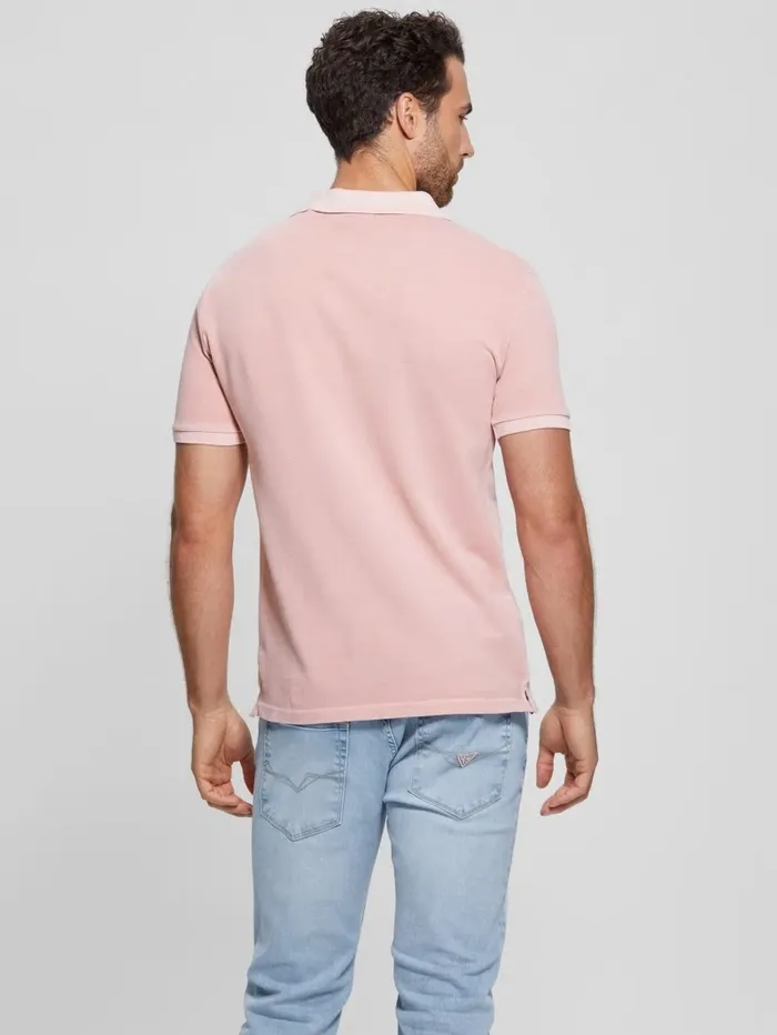 GUESS Shirts Men Eco Washed Polo Blush Cotton