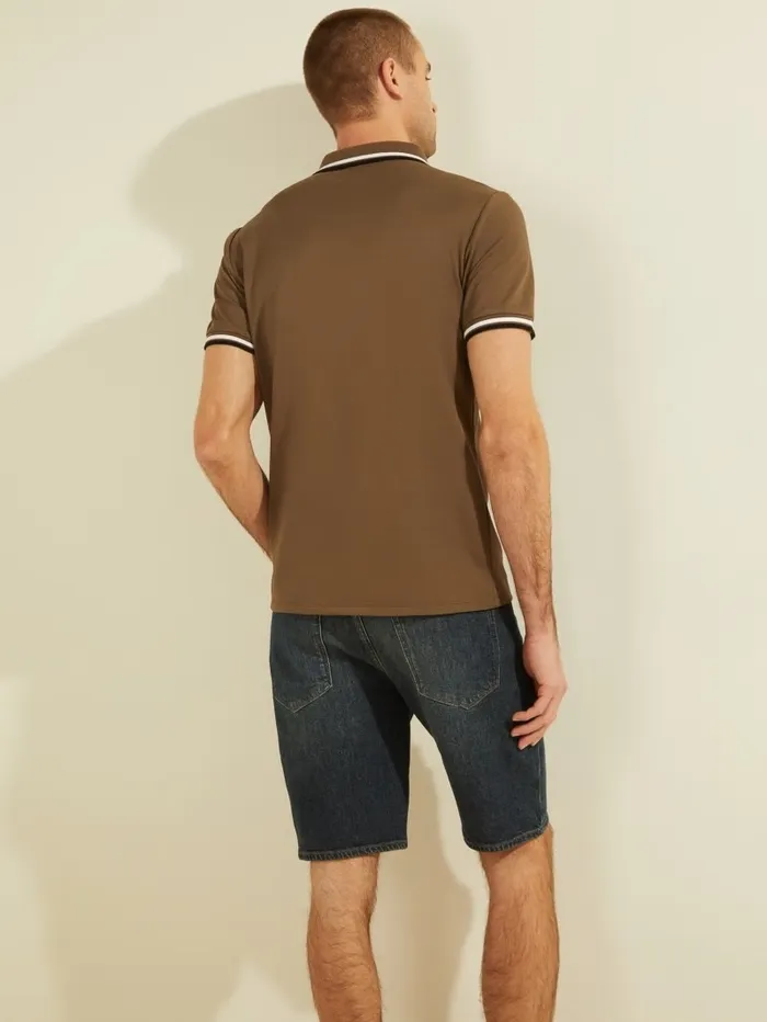 GUESS Sports Pique Logo Polo Antique Taupe Men Shirts GUESS Sports Pique Logo Polo Antique Taupe Men Shirts