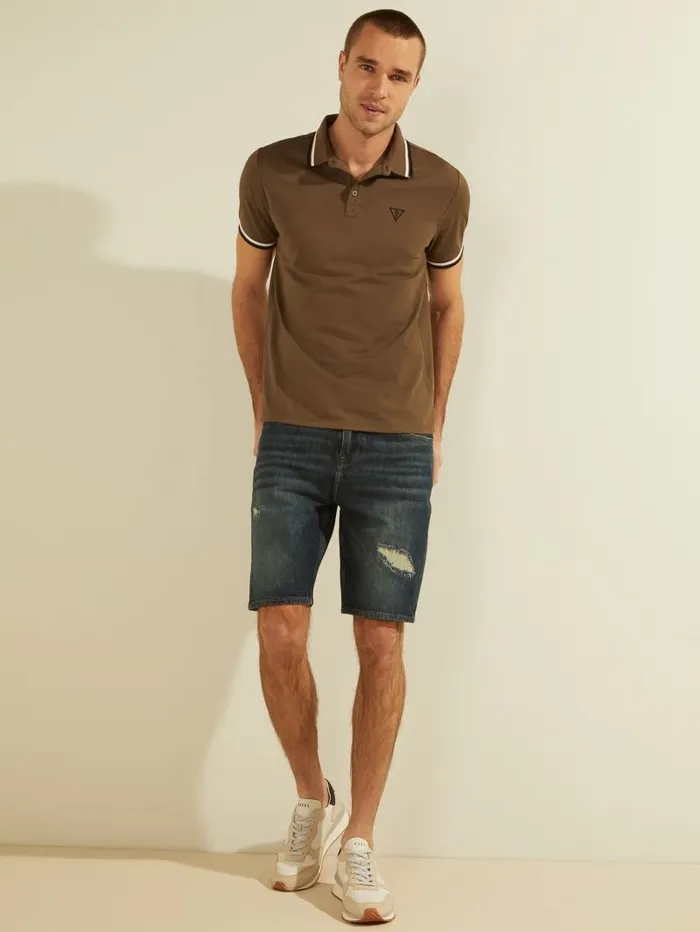 GUESS Sports Pique Logo Polo Antique Taupe Men Shirts GUESS Sports Pique Logo Polo Antique Taupe Men Shirts