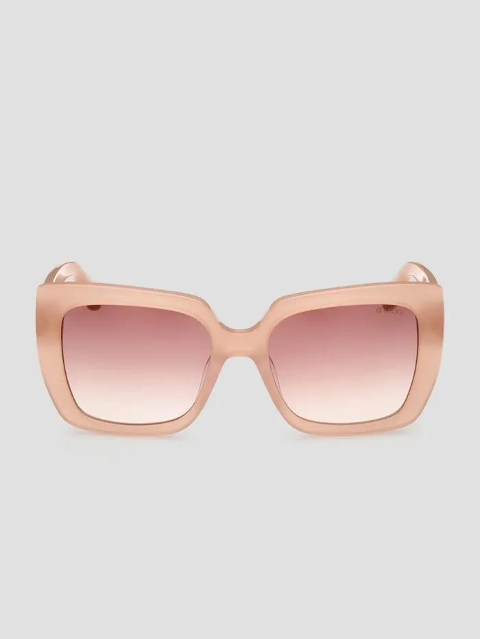 GUESS Sunglasses Women Square Logo Print Plastic Sunglasses Blush