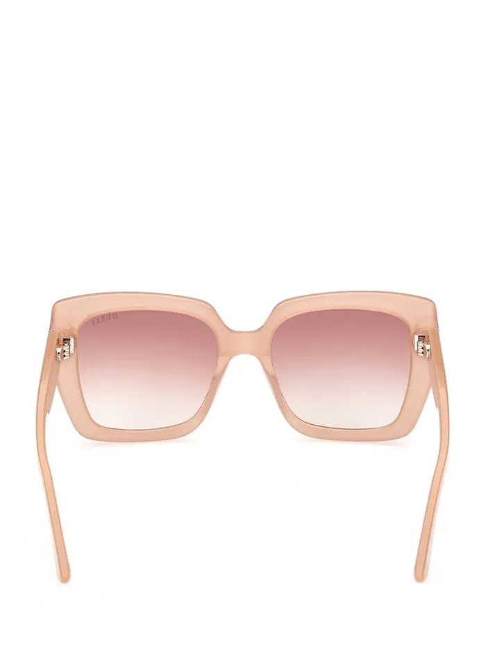 GUESS Sunglasses Women Square Logo Print Plastic Sunglasses Blush GUESS Sunglasses Women Square Logo Print Plastic Sunglasses Blush