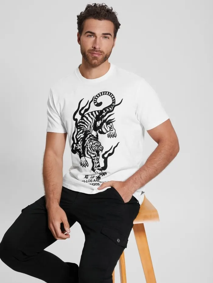 GUESS TShirts and Tanks Men East Tiger Tee Salt White