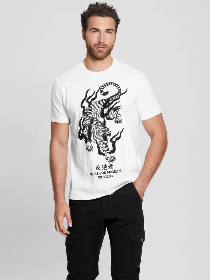 GUESS TShirts and Tanks Men East Tiger Tee Salt White GUESS TShirts and Tanks Men East Tiger Tee Salt White