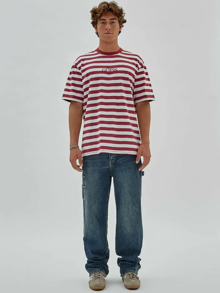 GUESS TShirts and Tanks Men GUESS Originals Eco Simple Stripe Tee Autumn Spice Multi GUESS TShirts and Tanks Men GUESS Originals Eco Simple Stripe Tee Autumn Spice Multi