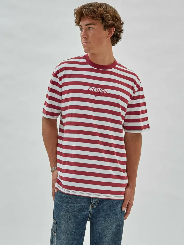 GUESS TShirts and Tanks Men GUESS Originals Eco Simple Stripe Tee Autumn Spice Multi GUESS TShirts and Tanks Men GUESS Originals Eco Simple Stripe Tee Autumn Spice Multi