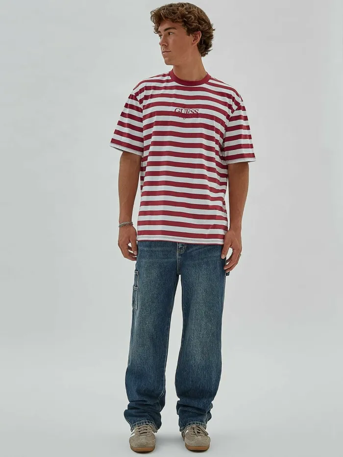 GUESS TShirts and Tanks Men GUESS Originals Eco Simple Stripe Tee Autumn Spice Multi GUESS TShirts and Tanks Men GUESS Originals Eco Simple Stripe Tee Autumn Spice Multi