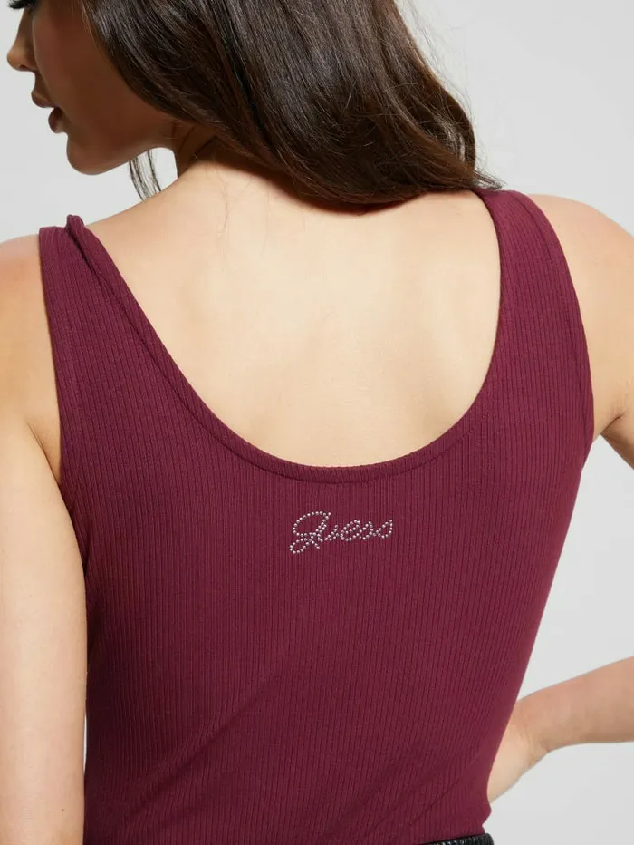 GUESS Tops Women Karlee Jewel Button Bodysuit Mystic Wine