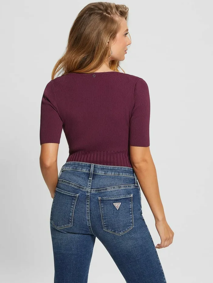 GUESS Tops Women Soft Bandage VNeck Top Black Cherry GUESS Tops Women Soft Bandage VNeck Top Black Cherry