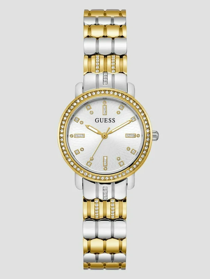 GUESS TwoTone Crystal Analog Watch Gold Women Watches