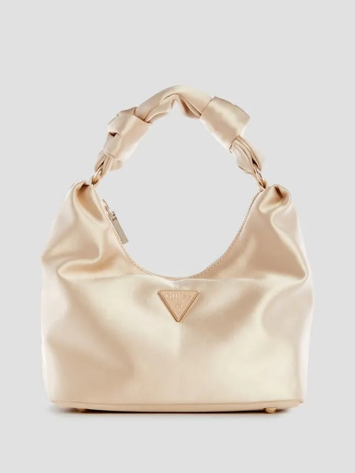 GUESS Velina Satin Hobo Bag Pale Gold Women Handbags
