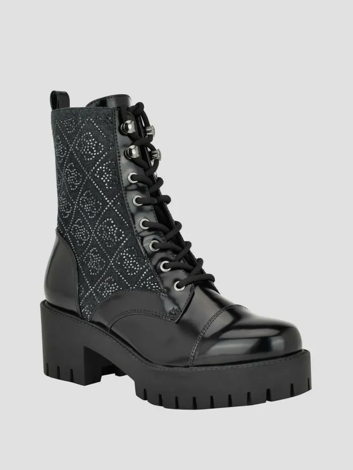 GUESS Waitea Rhinestone Moto Booties Black 002 Women Boots and Booties