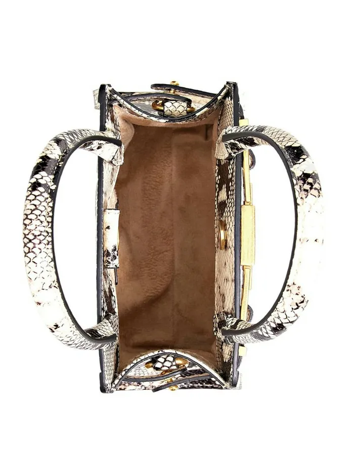 Handbags Women GUESS Cristina Small Leather Satchel White Patent