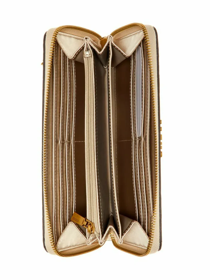 Handbags Women GUESS Sestri Logo Large ZipAround Wallet Brown