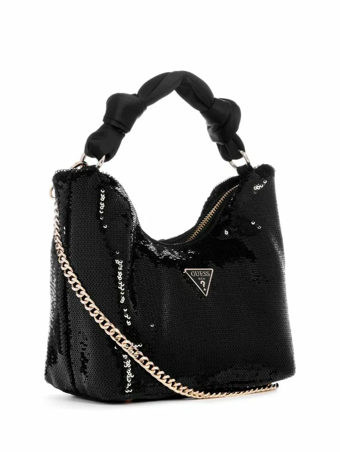 Handbags Women GUESS Velina Sequin Hobo Bag Black