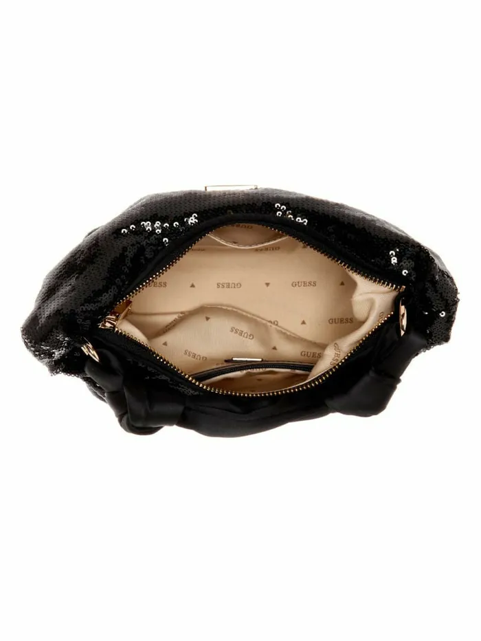 Handbags Women GUESS Velina Sequin Hobo Bag Black