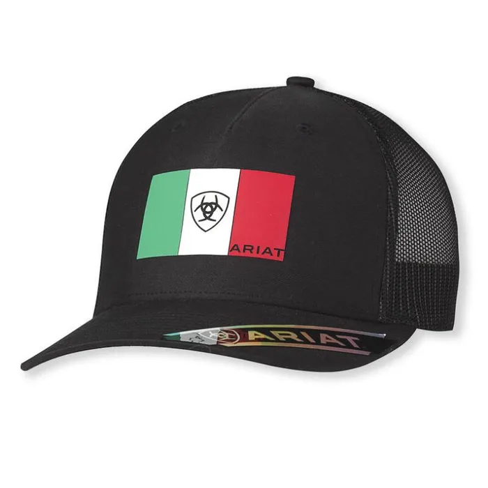 Hats and Caps Men Ariat Mexico Flag Cap Black