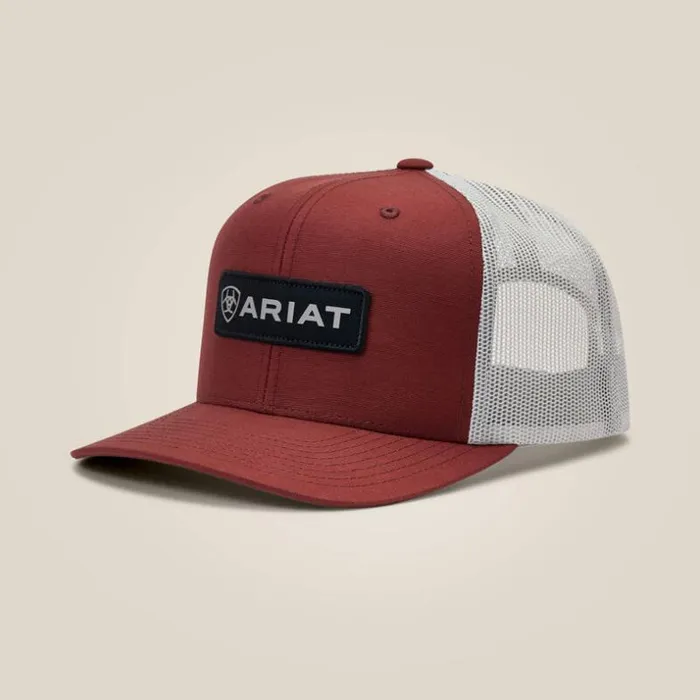 Hats and Caps Men Ariat Rectangle Logo Patch Cap Red