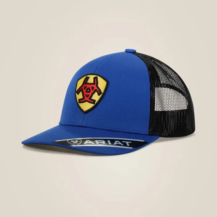 Hats and Caps Men Ariat Shield Patch Cap Blue