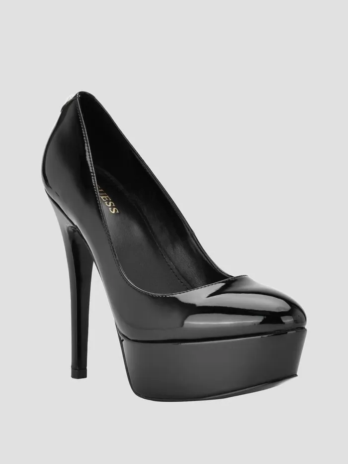 Heels GUESS Women Cador Leather Stiletto Heels Black 002