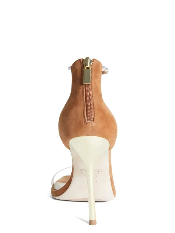 Heels GUESS Women Olivia Embellished Heeled Sandal Cognac Heels GUESS Women Olivia Embellished Heeled Sandal Cognac