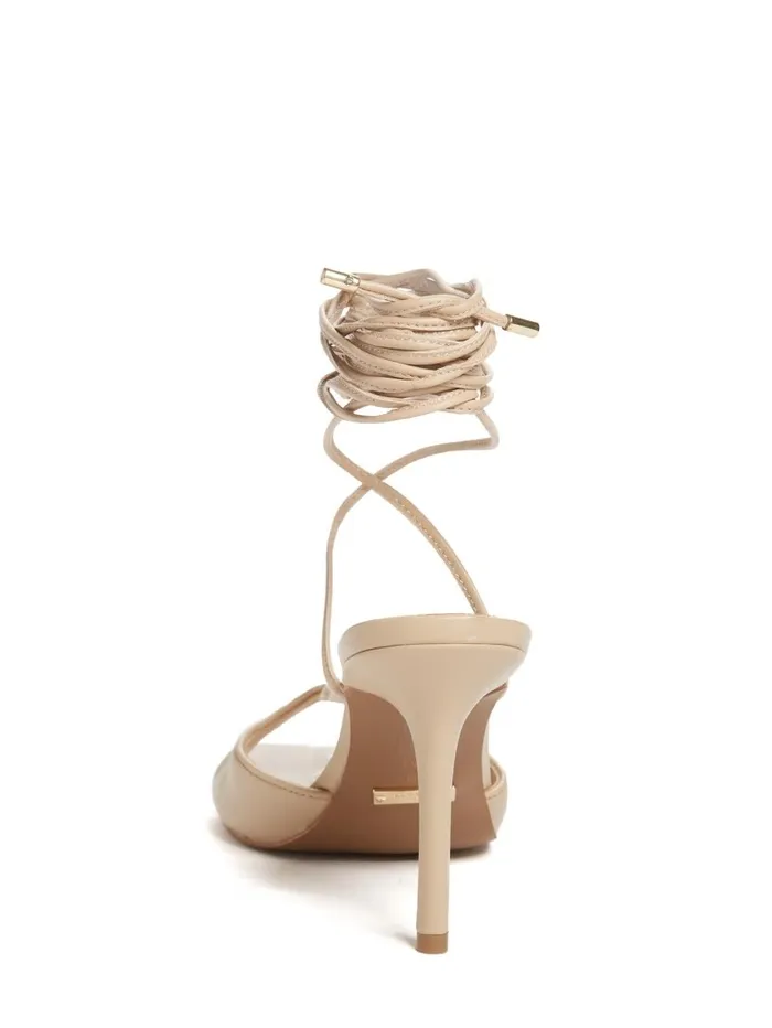 Heels Women GUESS Dalisa Leather LaceUp Sandal Light Natural 110