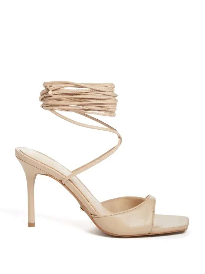 Heels Women GUESS Dalisa Leather LaceUp Sandal Light Natural 110