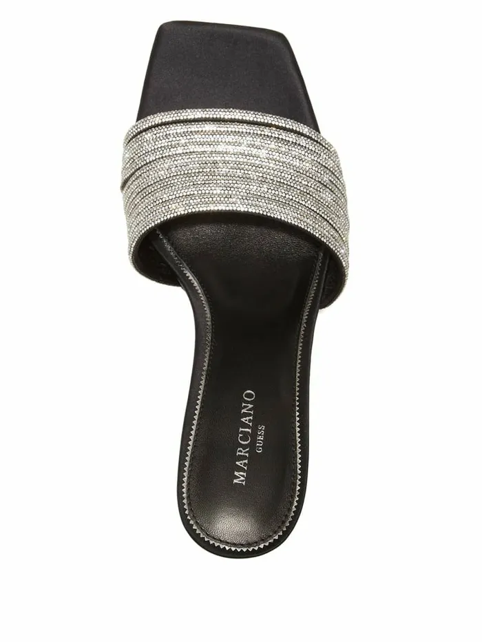 Heels Women GUESS Leah Crystal Heeled Mule Black Heels Women GUESS Leah Crystal Heeled Mule Black