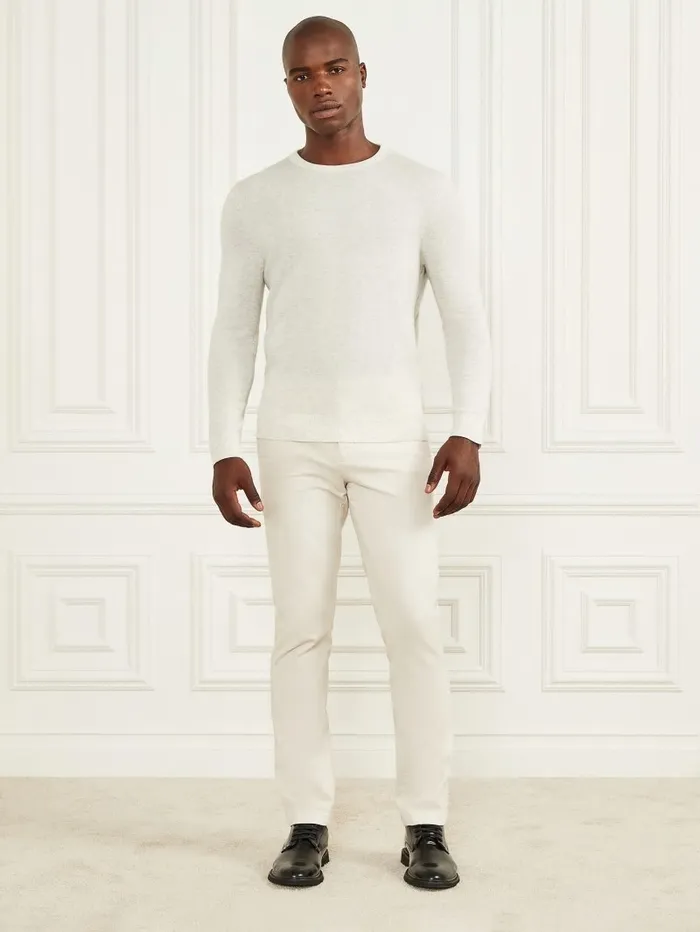 Hoodies and Sweaters CashmereBlend Crewneck Sweater White Heather GUESS Men Hoodies and Sweaters CashmereBlend Crewneck Sweater White Heather GUESS Men