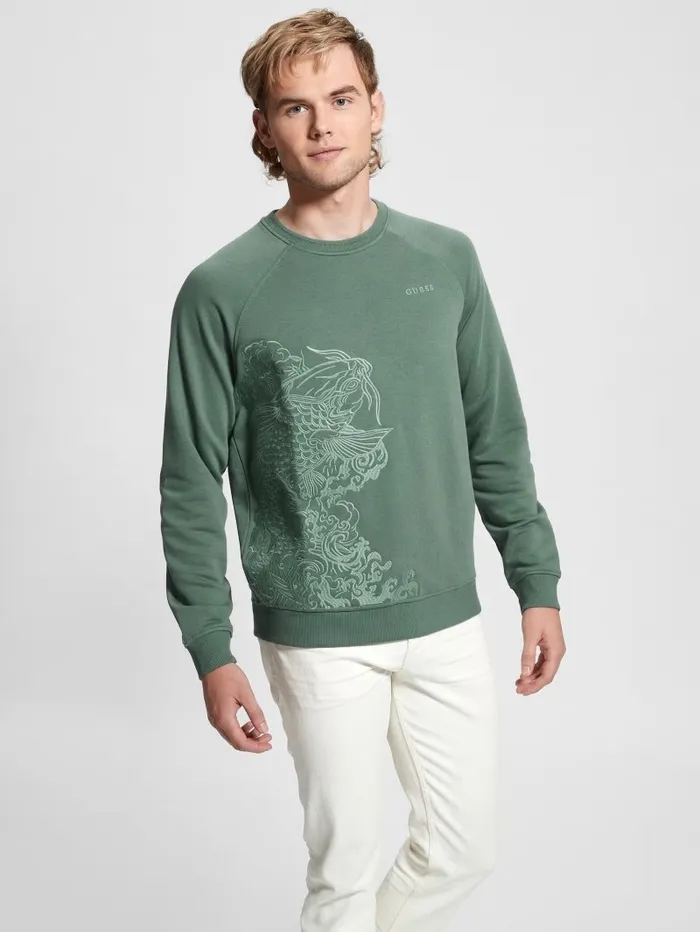 Hoodies and Sweaters Eco Embroidered Koi Sweatshirt Urban Sky 8211 GUESS Men Hoodies and Sweaters Eco Embroidered Koi Sweatshirt Urban Sky 8211 GUESS Men