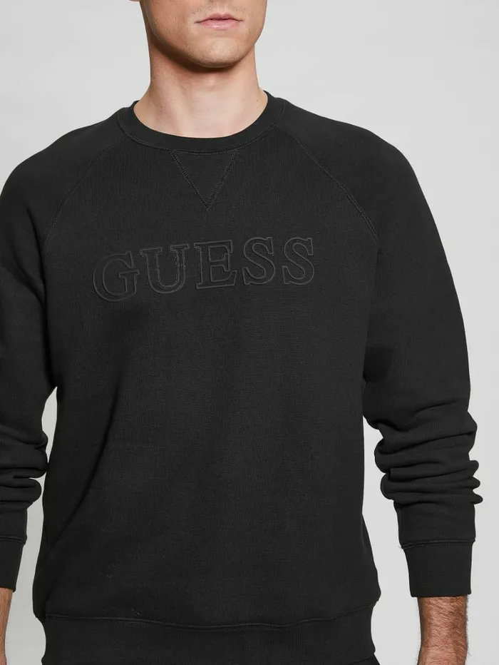 Hoodies and Sweaters GUESS Men Eco Aldwin Logo Sweatshirt Black