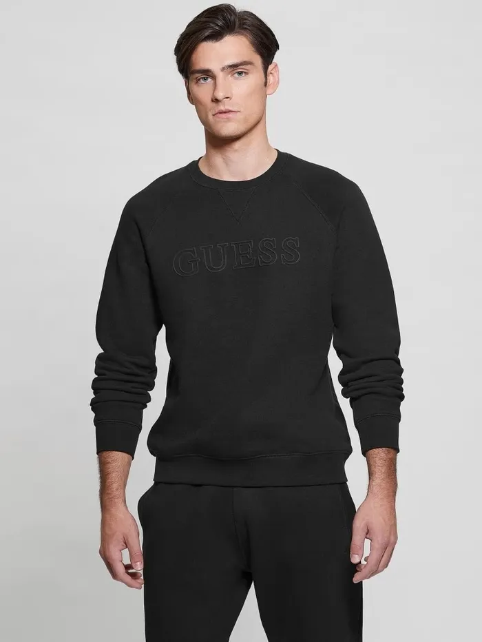 Hoodies and Sweaters GUESS Men Eco Aldwin Logo Sweatshirt Black Hoodies and Sweaters GUESS Men Eco Aldwin Logo Sweatshirt Black