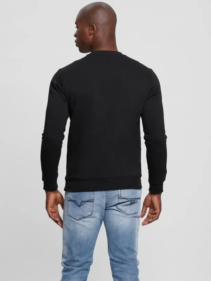 Hoodies and Sweaters Men GUESS Graphic Crewneck Sweatshirt Black