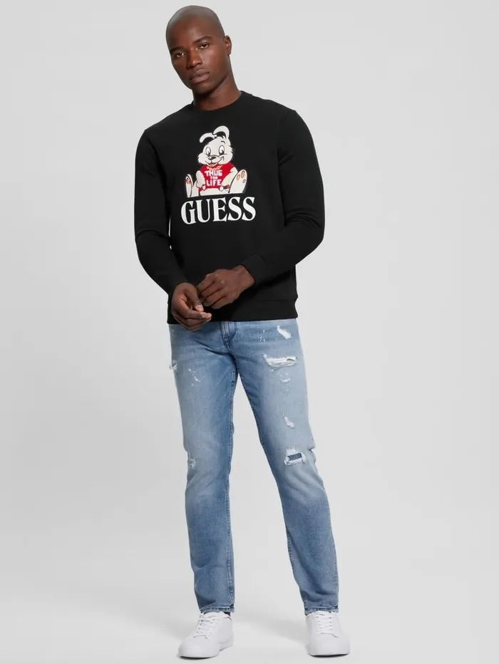 Hoodies and Sweaters Men GUESS Graphic Crewneck Sweatshirt Black