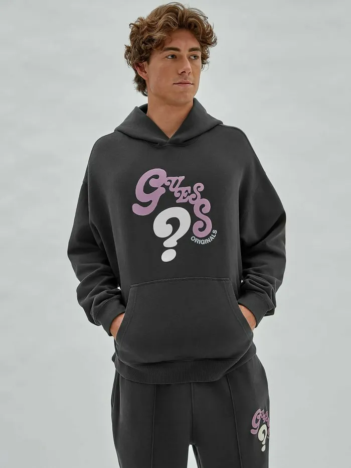 Hoodies and Sweaters Men GUESS Originals Wavy Hoodie Jet Black Multi GUESS Hoodies and Sweaters Men GUESS Originals Wavy Hoodie Jet Black Multi GUESS