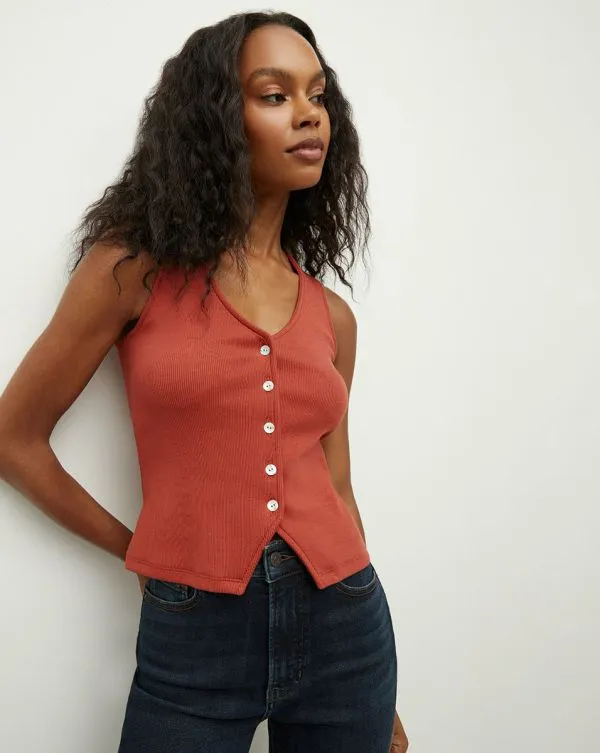 Hoorne Tank Top Brick Red Women Veronica Beard Tops