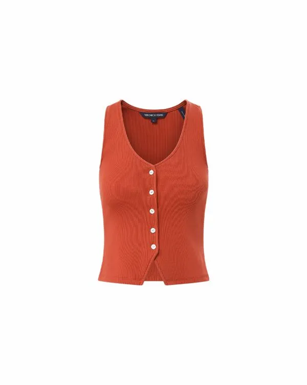 Hoorne Tank Top Brick Red Women Veronica Beard Tops