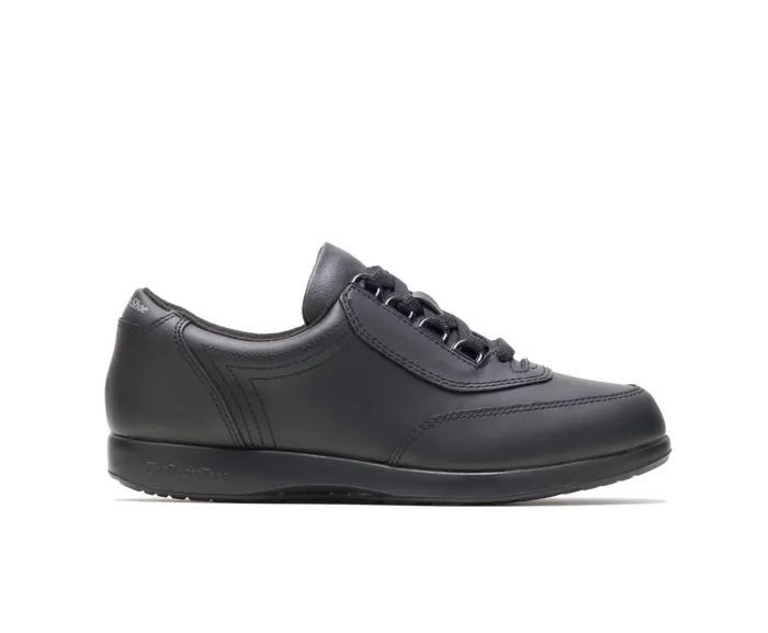 Hush Puppies Classic Walker Black Leather Women Walking Shoes