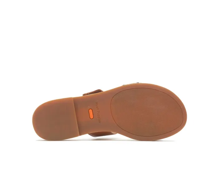 Hush Puppies Lilly 2 Band Slide Amber Brownleopard Leather Women Sandals