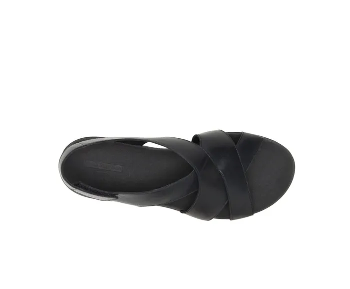 Hush Puppies Lilly Criss Cross Sandal Black Leather Women Sandals