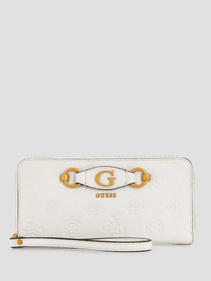 Izzy Peony Large ZipAround Wallet Steel Women Handbags GUESS