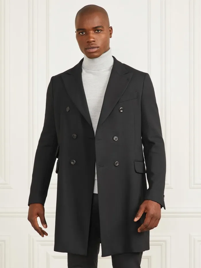 Jackets and Coats Evening Double Breasted Coat Black GUESS Men