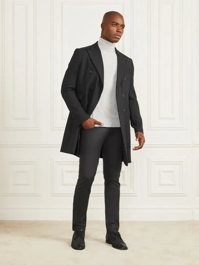 Jackets and Coats Evening Double Breasted Coat Black GUESS Men Jackets and Coats Evening Double Breasted Coat Black GUESS Men