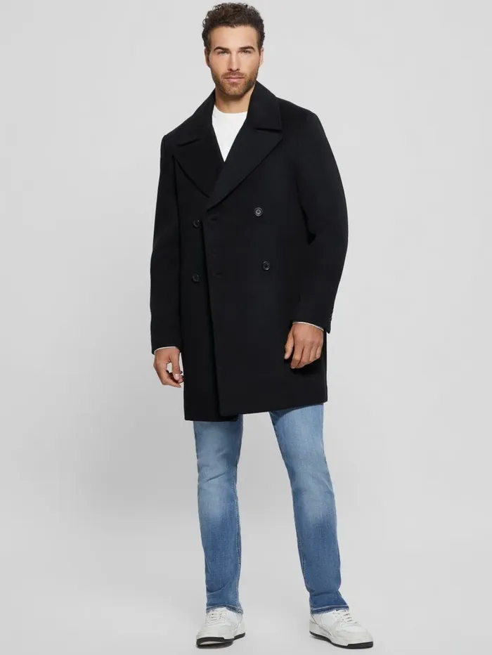 Jackets and Coats GUESS Men Bel Air Melton WoolBlend Peacoat Black Jackets and Coats GUESS Men Bel Air Melton WoolBlend Peacoat Black