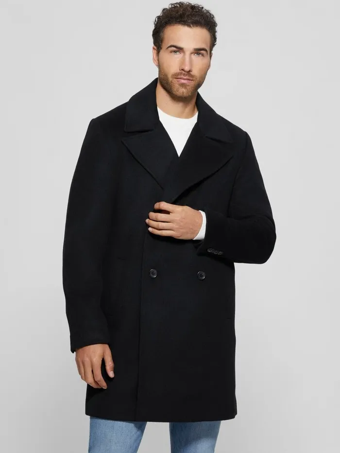 Jackets and Coats GUESS Men Bel Air Melton WoolBlend Peacoat Black Jackets and Coats GUESS Men Bel Air Melton WoolBlend Peacoat Black