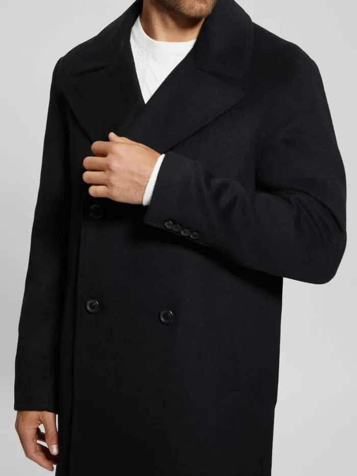 Jackets and Coats GUESS Men Bel Air Melton WoolBlend Peacoat Black Jackets and Coats GUESS Men Bel Air Melton WoolBlend Peacoat Black